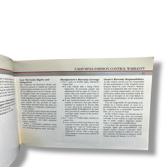 1995 Toyota  Owner’s Guide - Picture 2 of 7